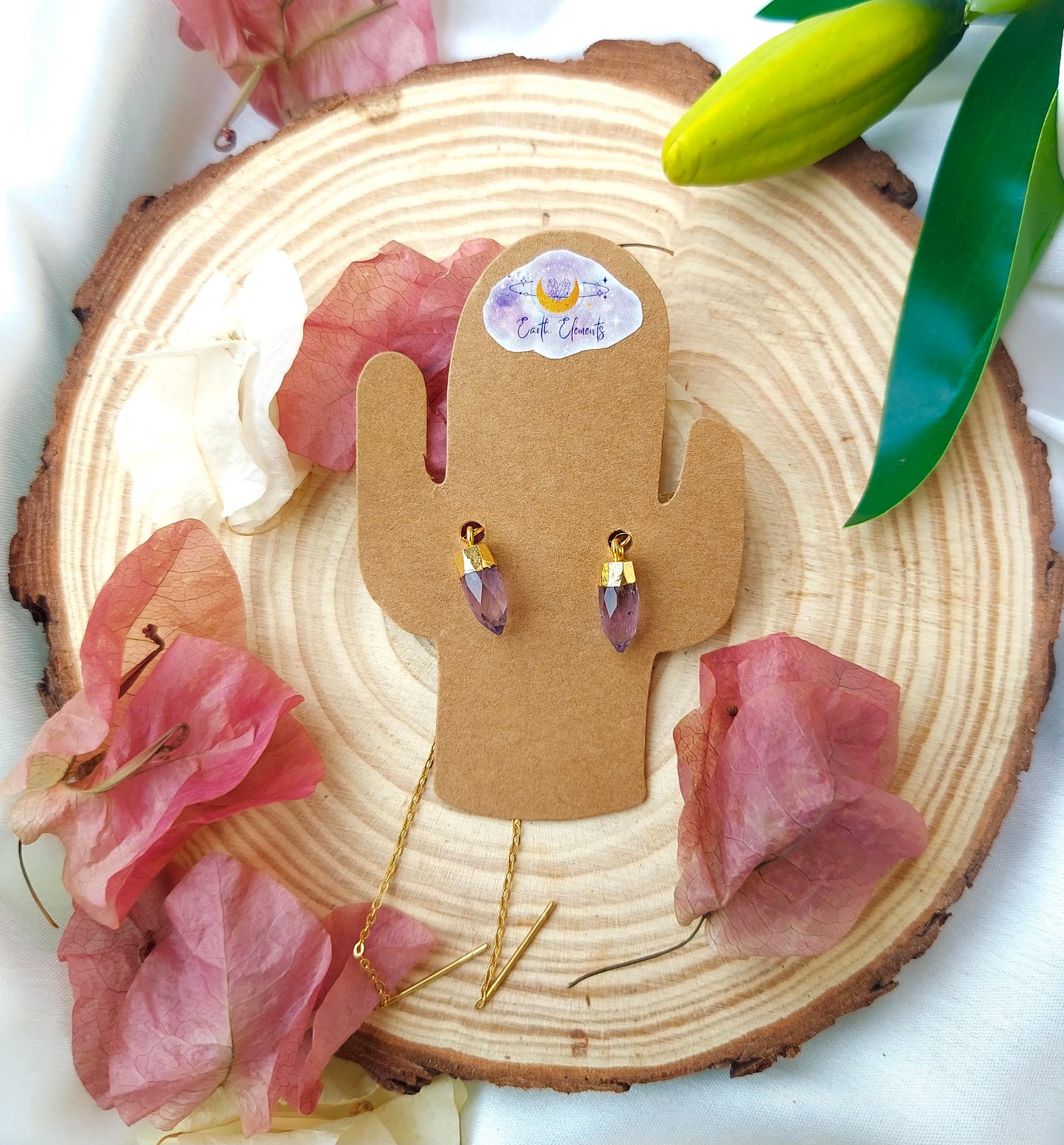 Amethyst thread earrings