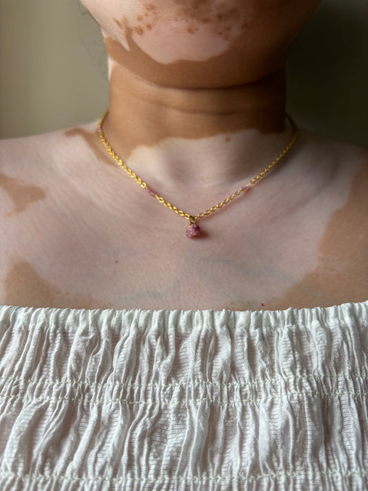 Minimalistic pink tourmaline neckpiece