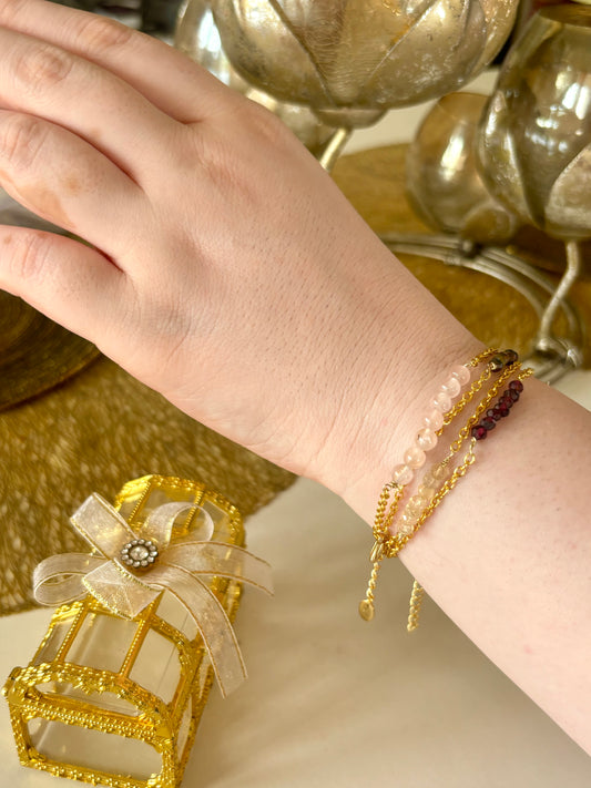 Seven stones Rose Quartz Bracelet