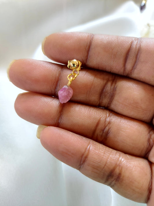 Raw Pink Tourmaline Earrings