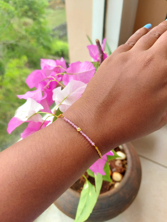 Pink Tourmaline Bar Bracelet