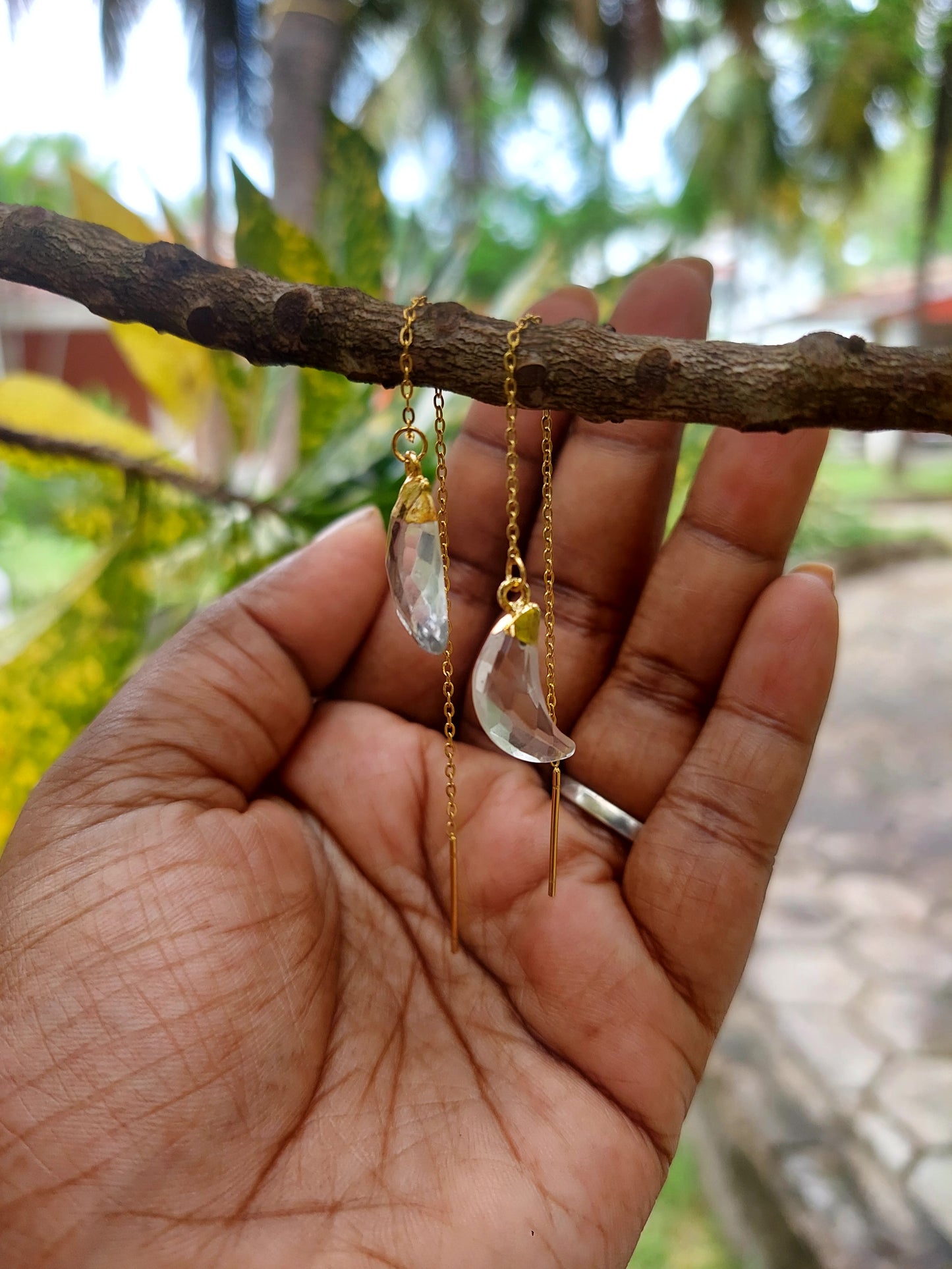 Clear Quartz De Luna Earrings