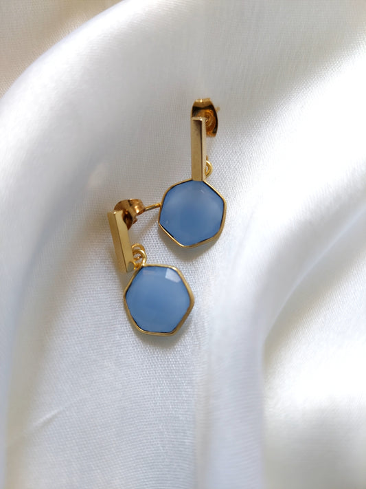 Blue Chalcedony hexagon earring