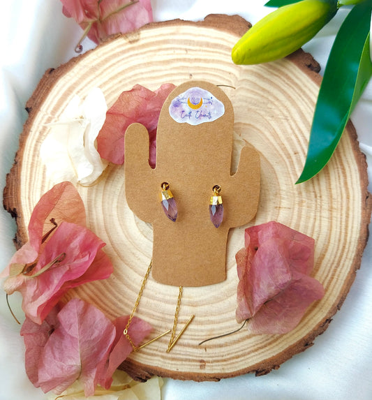 Amethyst thread earrings