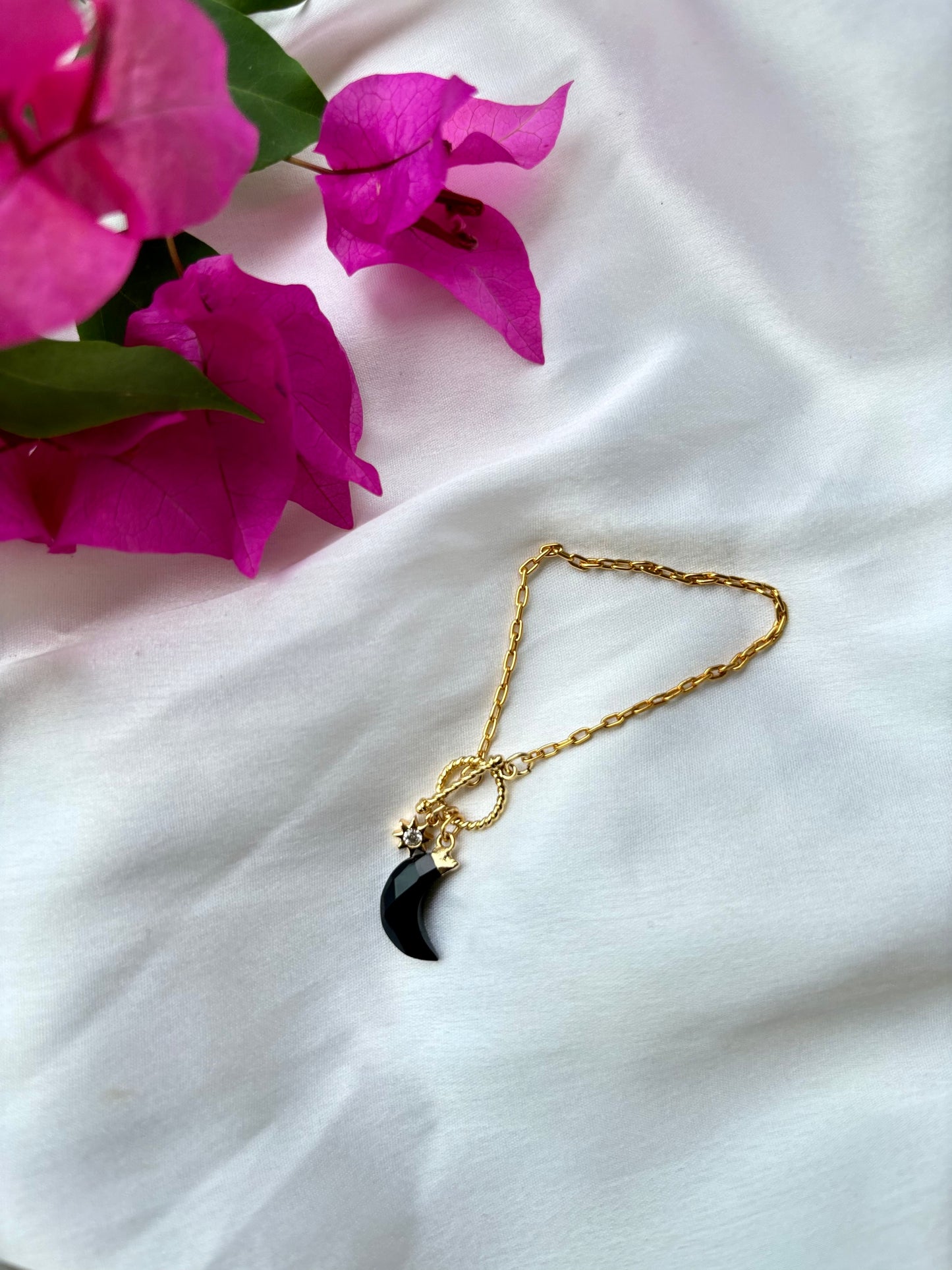 Black Onyx Moon and Sun Bracelet