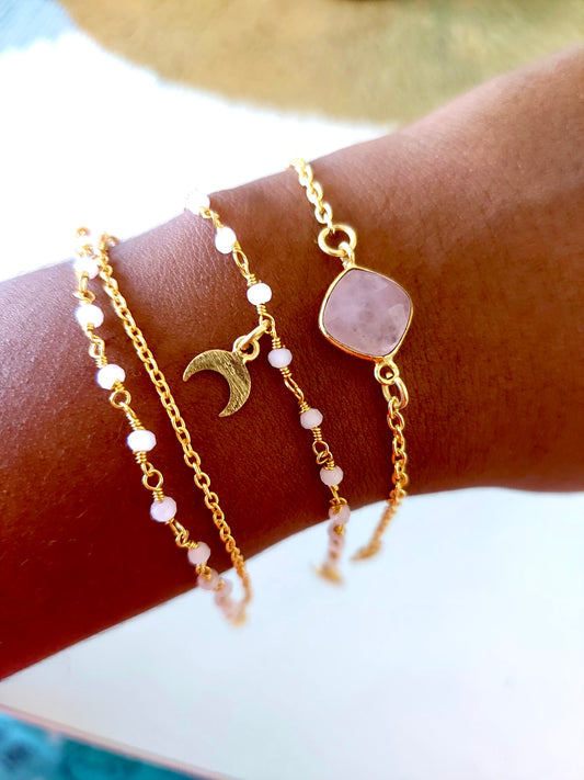 Rose Quartz de Luna Bracelet
