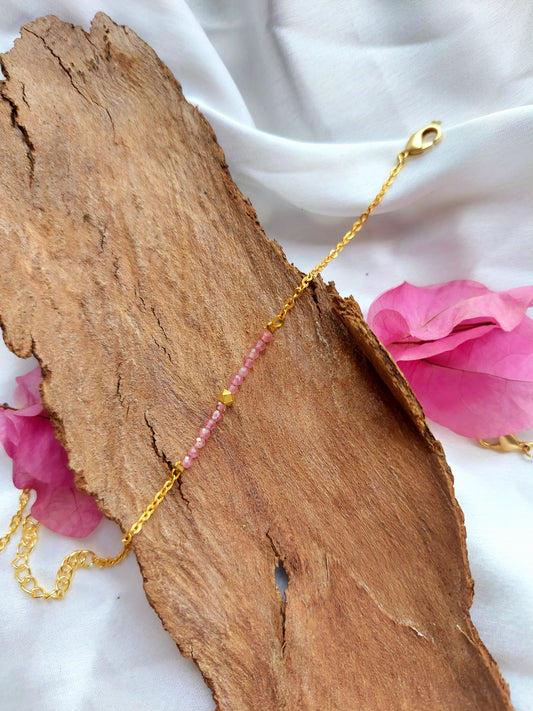 Pink Tourmaline Bar Bracelet